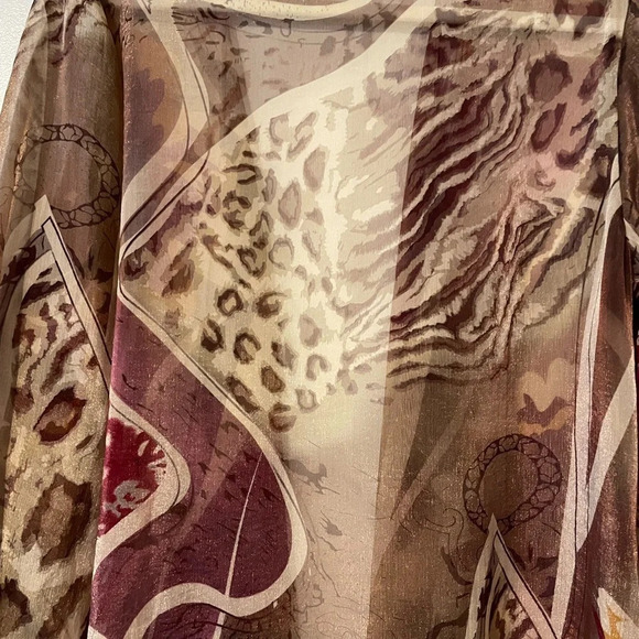 Chico’s Sheer 3/4 Sleeve Mixed Animal Print Kimono Style Chico’s 2/3 or … - Picture 5 of 5